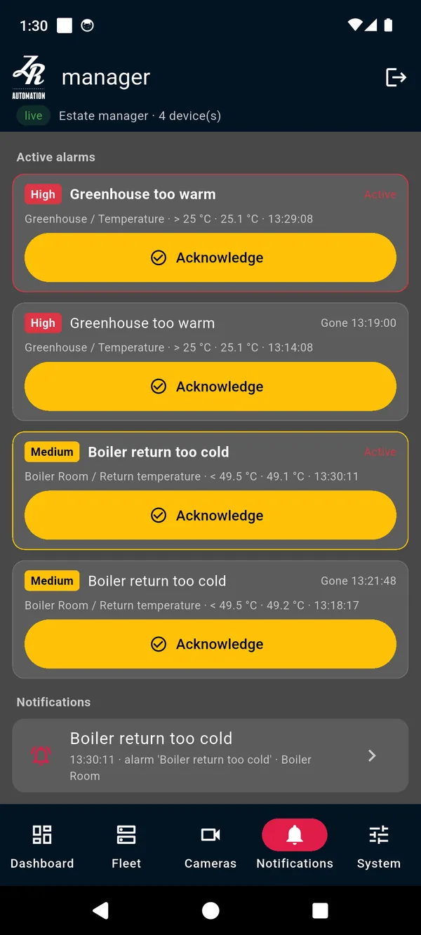 The app's Notifications tab