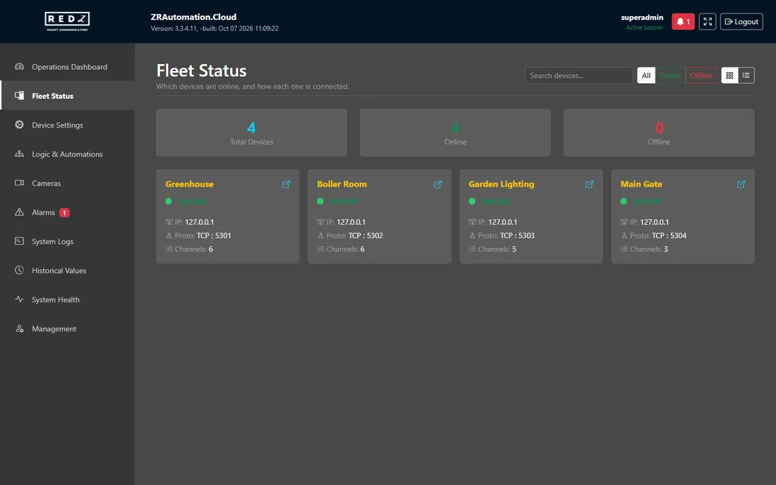 Fleet Status as cards